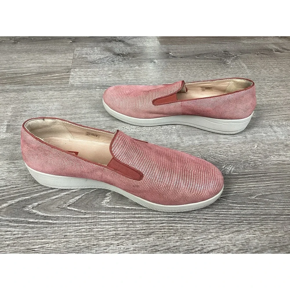 Fitflop superskate Pink Salmon lizard slip on sneakers Womens size 8.5 Shoes